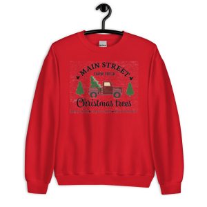 Main Street Christmas Trees Farm Fresh Red Car T-Shirt - Unisex Heavy Blend Crewneck Sweatshirt