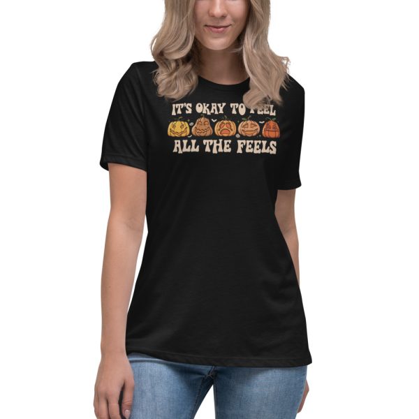 Mental Health Its Okay To Feel All The Feels Cute Fall T-Shirt - Women's Relaxed Short Sleeve Jersey Tee