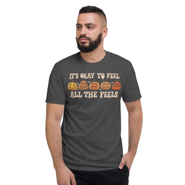 Mental Health Its Okay To Feel All The Feels Cute Fall T-Shirt - Short Sleeve T-Shirt-1