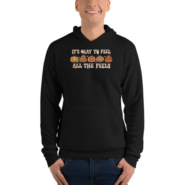 Mental Health Its Okay To Feel All The Feels Cute Fall T-Shirt - Unisex Fleece Pullover Hoodie