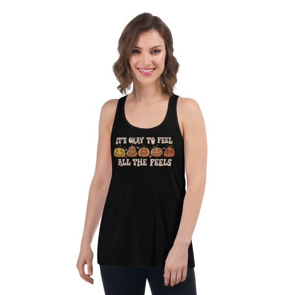 Mental Health Its Okay To Feel All The Feels Cute Fall T-Shirt - Women's Flowy Racerback Tank