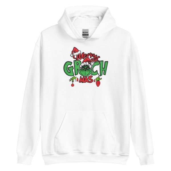 Merry Grinchmas 2023 Family Christmas T-Shirts - Unisex Heavy Blend Hooded Sweatshirt