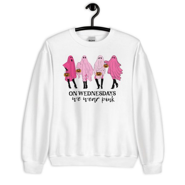 On Wednesday We Wear Pink Ghost Mean Girls Ghost Shirt - Unisex Heavy Blend Crewneck Sweatshirt-2