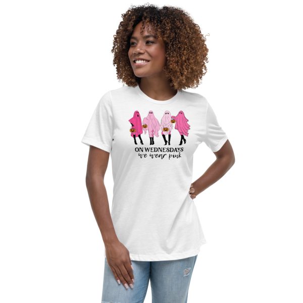 On Wednesday We Wear Pink Ghost Mean Girls Ghost Shirt - Women's Relaxed Short Sleeve Jersey Tee