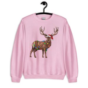 Reindeer Christmas Lights Peeping Reindeer T-Shirt - Unisex Heavy Blend Crewneck Sweatshirt-1