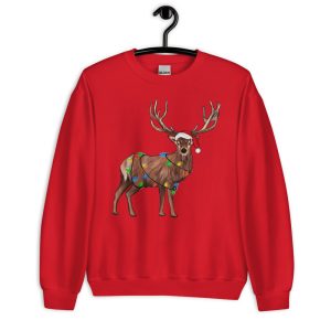 Reindeer Christmas Lights Peeping Reindeer T-Shirt - Unisex Heavy Blend Crewneck Sweatshirt