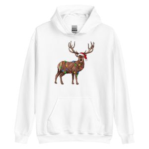 Reindeer Christmas Lights Peeping Reindeer T-Shirt - Unisex Heavy Blend Hooded Sweatshirt