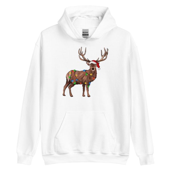 Reindeer Christmas Lights Peeping Reindeer T-Shirt - Unisex Heavy Blend Hooded Sweatshirt