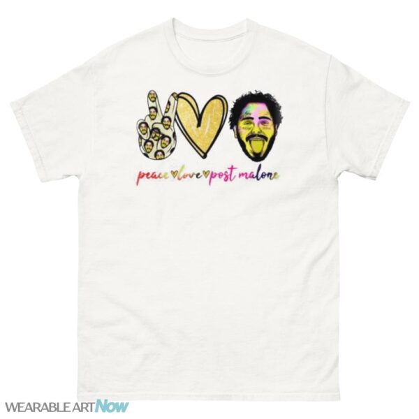 Sign Language Peace Love Post Malone White T-Shirt - 500 Men’s Classic Tee Gildan