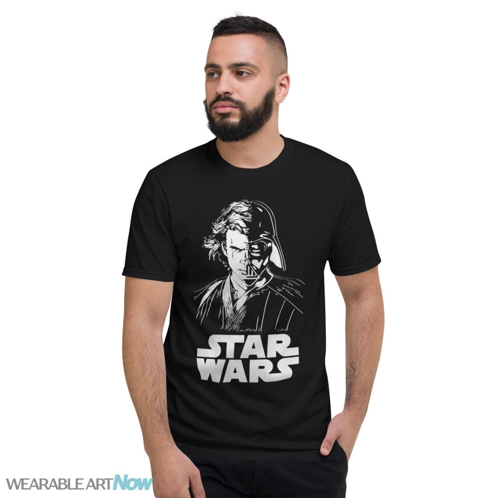 Star Wars Anakin Skywalker & Darth Vader Half Face Portrait Draw T-Shirt - Short Sleeve T-Shirt