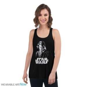 Star Wars Anakin Skywalker & Darth Vader Half Face Portrait Draw T-Shirt - Women's Flowy Racerback Tank