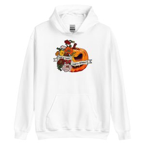 Sweet Sorta Spooky Flower Pumpkin Halloween T-Shirt - Unisex Heavy Blend Hooded Sweatshirt