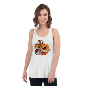 Sweet Sorta Spooky Flower Pumpkin Halloween T-Shirt - Women's Flowy Racerback Tank