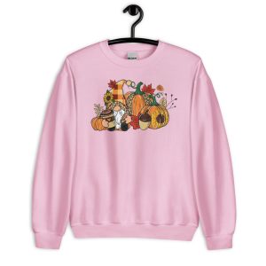 Thanksgiving Gnome Pumpkin Halloween T-Shirt - Unisex Heavy Blend Crewneck Sweatshirt-1