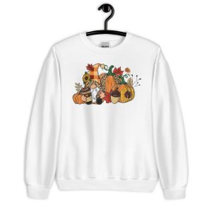 Thanksgiving Gnome Pumpkin Halloween T-Shirt - Unisex Heavy Blend Crewneck Sweatshirt-2