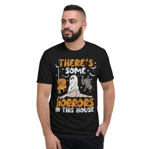 There’s Some Horrors In This House Funny Pumpkin T Shirt - Short Sleeve T-Shirt