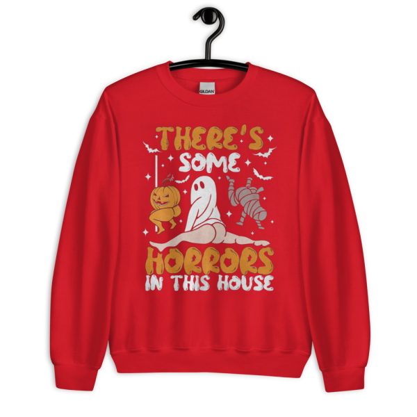 There’s Some Horrors In This House Funny Pumpkin T Shirt - Unisex Crewneck Sweatshirt-1