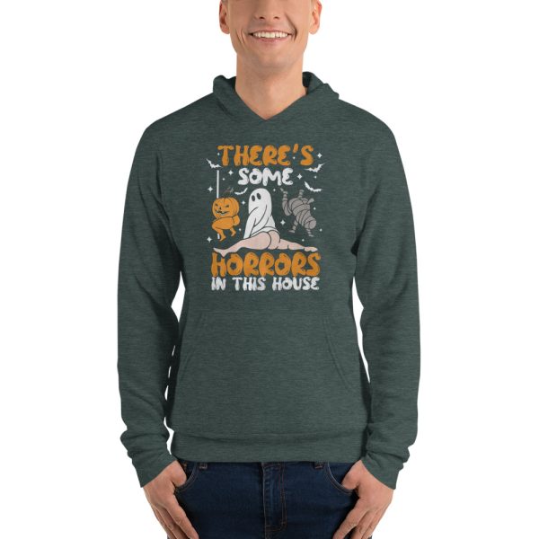 There’s Some Horrors In This House Funny Pumpkin T Shirt - Unisex Fleece Pullover Hoodie-1