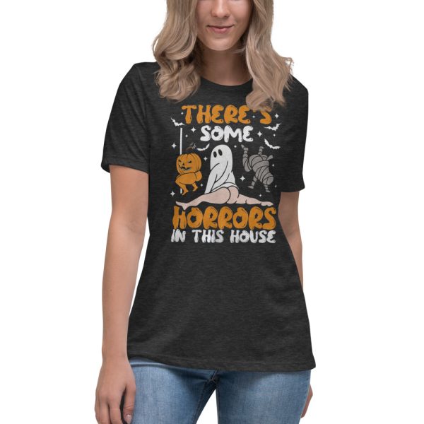 There’s Some Horrors In This House Funny Pumpkin T Shirt - Women's Relaxed Short Sleeve Jersey Tee-1