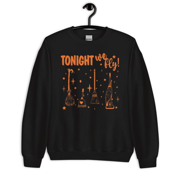 Tonight We Fly Halloween Witch Funny Halloween Halloween Broom Stick T-Shirt - Unisex Crewneck Sweatshirt