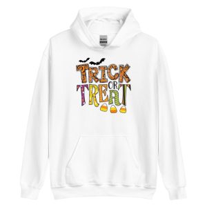 Trick or Treat Funny Halloween Bat And Candy T-Shirt - Unisex Heavy Blend Hooded Sweatshirt