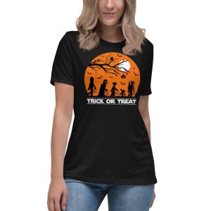 Trick Or Treat Star Wars Halloween Moon Light T-Shirt - Women's Relaxed Short Sleeve Jersey Tee