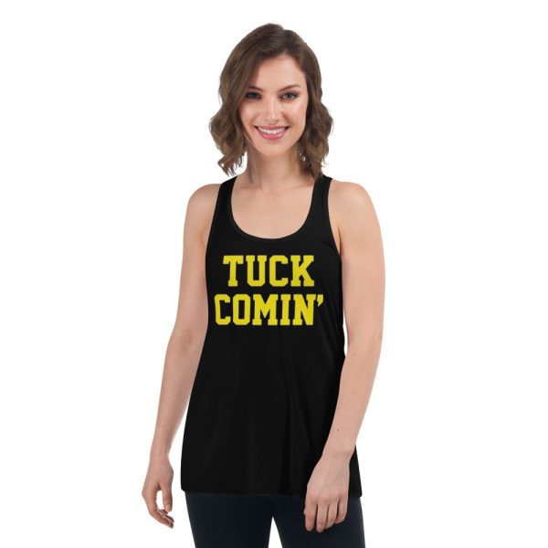 Tuck Comin' Michigan Wolverines Football T-Shirt - Women's Flowy Racerback Tank