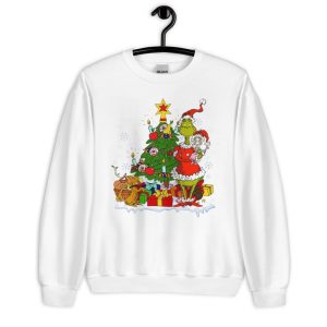 Vintage Grinch With Gift Boxes And Christmas Tree T-Shirt - Unisex Heavy Blend Crewneck Sweatshirt-2