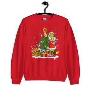 Vintage Grinch With Gift Boxes And Christmas Tree T-Shirt - Unisex Heavy Blend Crewneck Sweatshirt