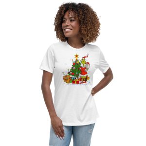 Vintage Grinch With Gift Boxes And Christmas Tree T-Shirt - Women's Relaxed Short Sleeve Jersey Tee