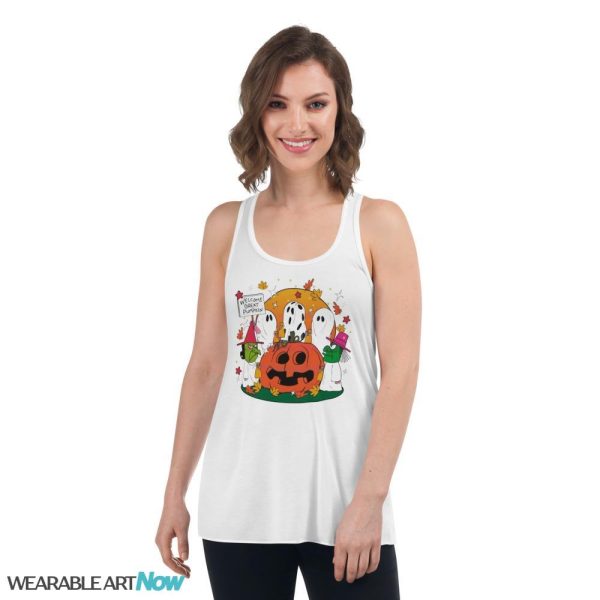 Welcome Great Pumpkin Funny Halloween Shirt - Women's Flowy Racerback Tank