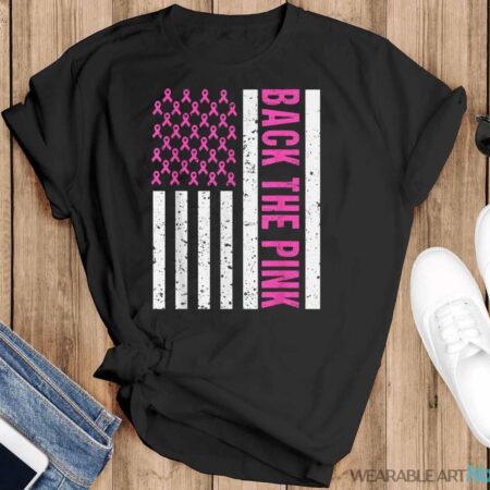 Back The Pink Breast Cancer Awareness Flag Toddler Women Men Shirt - Black T-Shirt