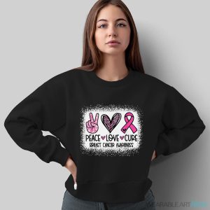 Bleached Peace Love Cure Leopard Breast Cancer Awareness Shirt - Sweatshirt