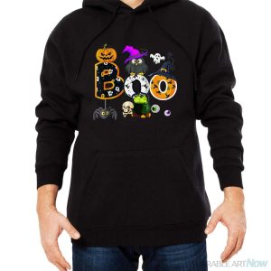 Boo Creepy Owl Pumpkin Ghost Halloween Men Women Kids Shirt - Men Black Hoodie