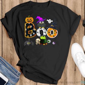 Boo Creepy Owl Pumpkin Ghost Halloween Men Women Kids Shirt - Black T-Shirt