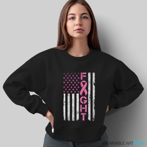 Breast Cancer Awareness T Shirt American Flag Distressed Shirt - Sweatshirt