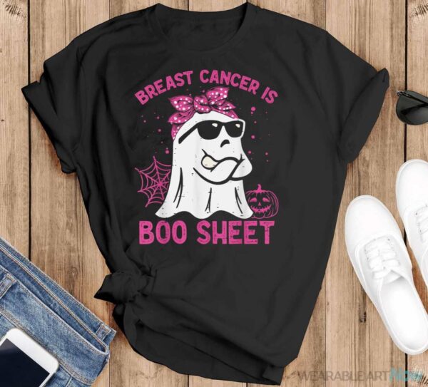 Breast Cancer Is Boo Sheet Breast Cancer Warrior Halloween T-Shirt - Black T-Shirt