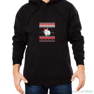 Bunny Rabbit Ugly Christmas Sweater Style Long Sleeve Shirt - Men Black Hoodie