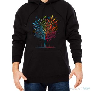 Butterfly Tree Beautiful Women Men Kids Graphic Shirt - Men Black Hoodie