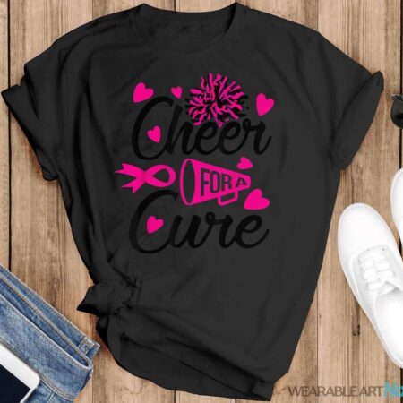 Cheer For A Cure Breast Cancer Awareness Shirt - Black T-Shirt