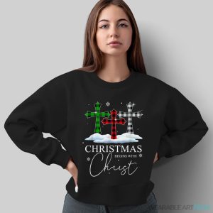 Christmas Begins With Christ Jesus Cross Christian Pajama Shirt - Sweatshirt