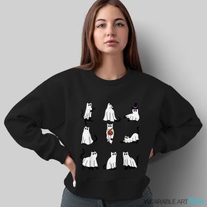 Cute Ghost Cat Funny Halloween Outfit Costumes Black Cat Shirt - Sweatshirt