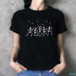 Dancing Skeleton With Santa Hats Christmas Shirt - Ladies T-Shirt