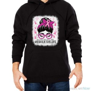 Educator In October We Wear Pink Breast Cancer Awareness Shirt - Men Black Hoodie