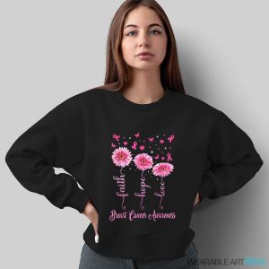 Faith Hope Love Daisy Pink Ribbon Breast Cancer Awareness Shirt - Sweatshirt