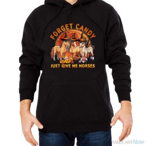 Forget Candy Just Give Me Horses Halloween Shirt - Men Black Hoodie