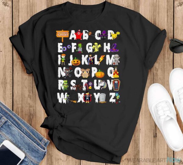 Funny ABCs Alphabet Learning Teacher Spooky Halloween Gifts Shirt - Black T-Shirt