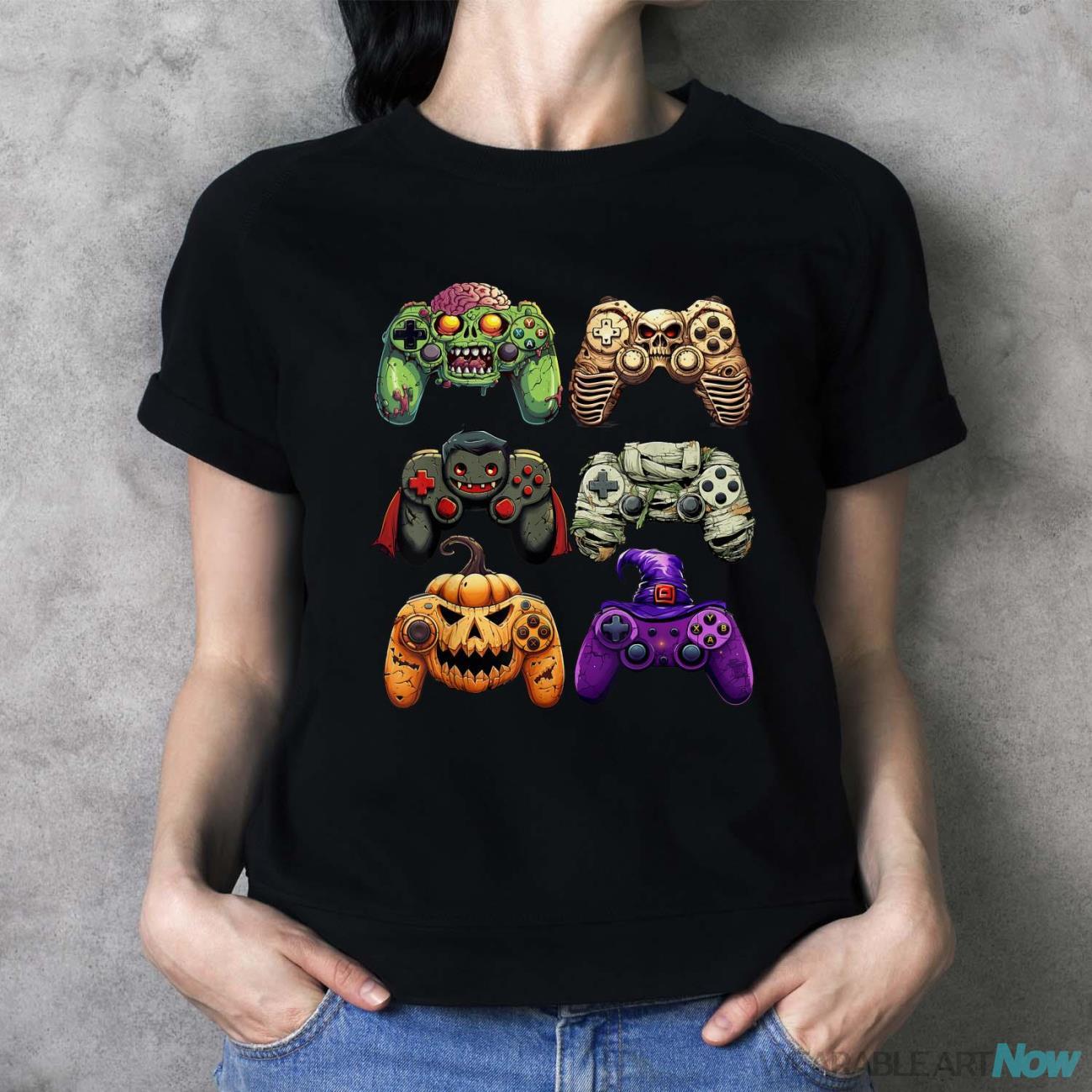 Halloween Skeleton Zombie Gaming Controllers Mummy Boys Kids Shirt - Ladies T-Shirt