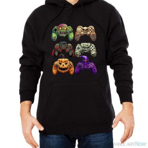 Halloween Skeleton Zombie Gaming Controllers Mummy Boys Kids Shirt - Men Black Hoodie