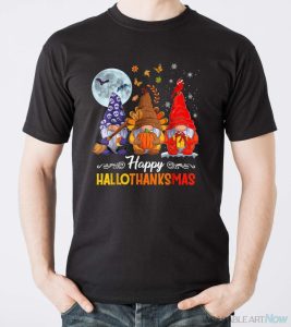 Halloween Thanksgiving Christmas Happy HalloThanksMas Gnomes Shirt - Men T-Shirt